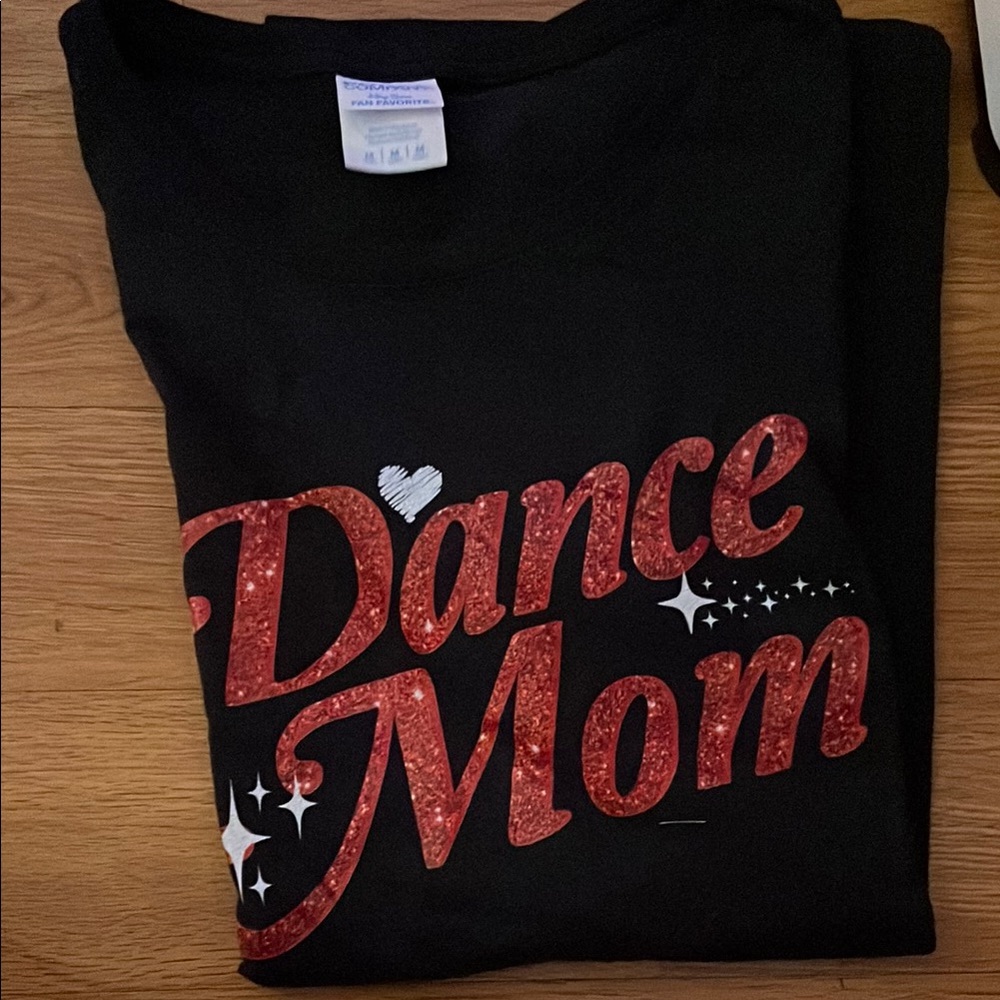 Port and Company Black Tee with Red Glitter Design